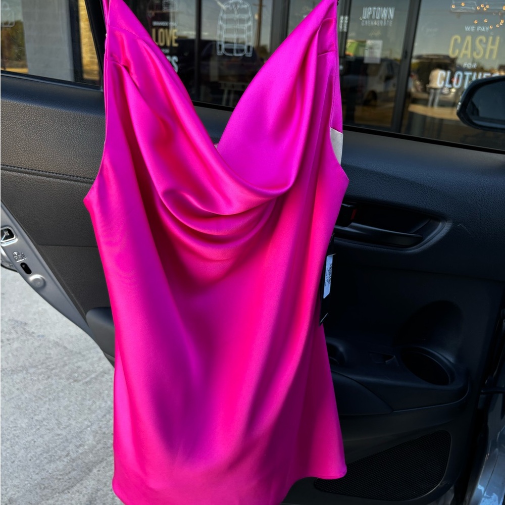Ladies pink silk spaghetti straps blouse